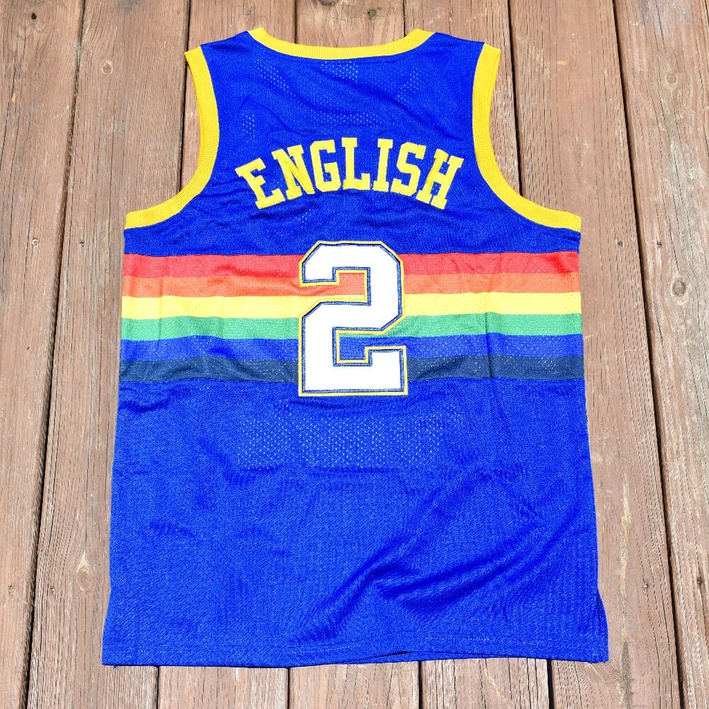 New! Alex English Denver Nuggets Blue Basketball Jersey Adult Men's Small